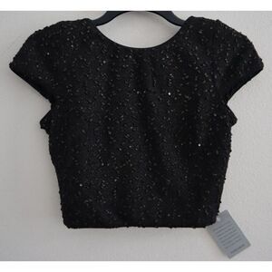 Dress The Population Women’s SZ Medium Black Sparkly Scoop Back Zip Crop Top